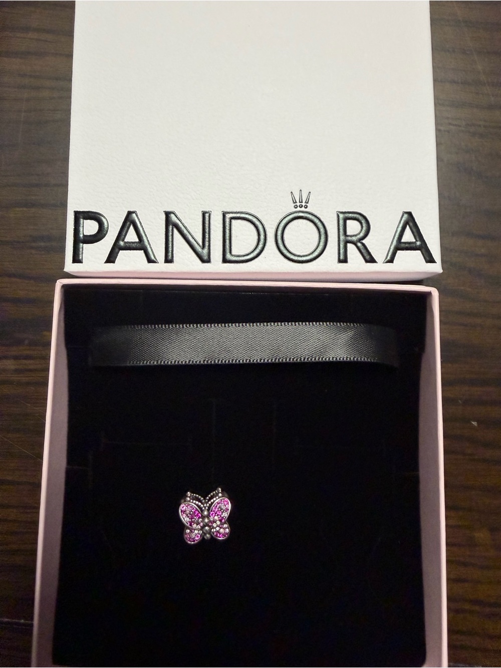 Pandora pink purple pave sparkling butterfly charm